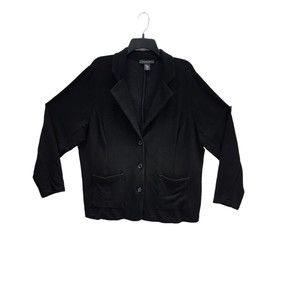 Tahari Women's Black Soft Knit Button Front Blazer Jacket Cardigan 2X Plus Size